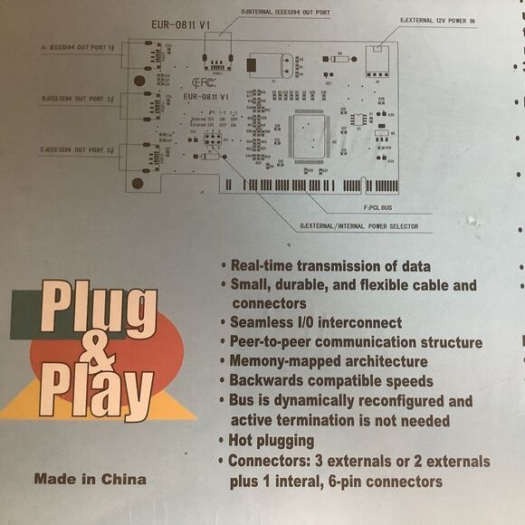 Plug & Play PCI to IEEE 1394 CARD NIB Interface card PCI Bus Cable Ulead Video - Picture 5 of 5
